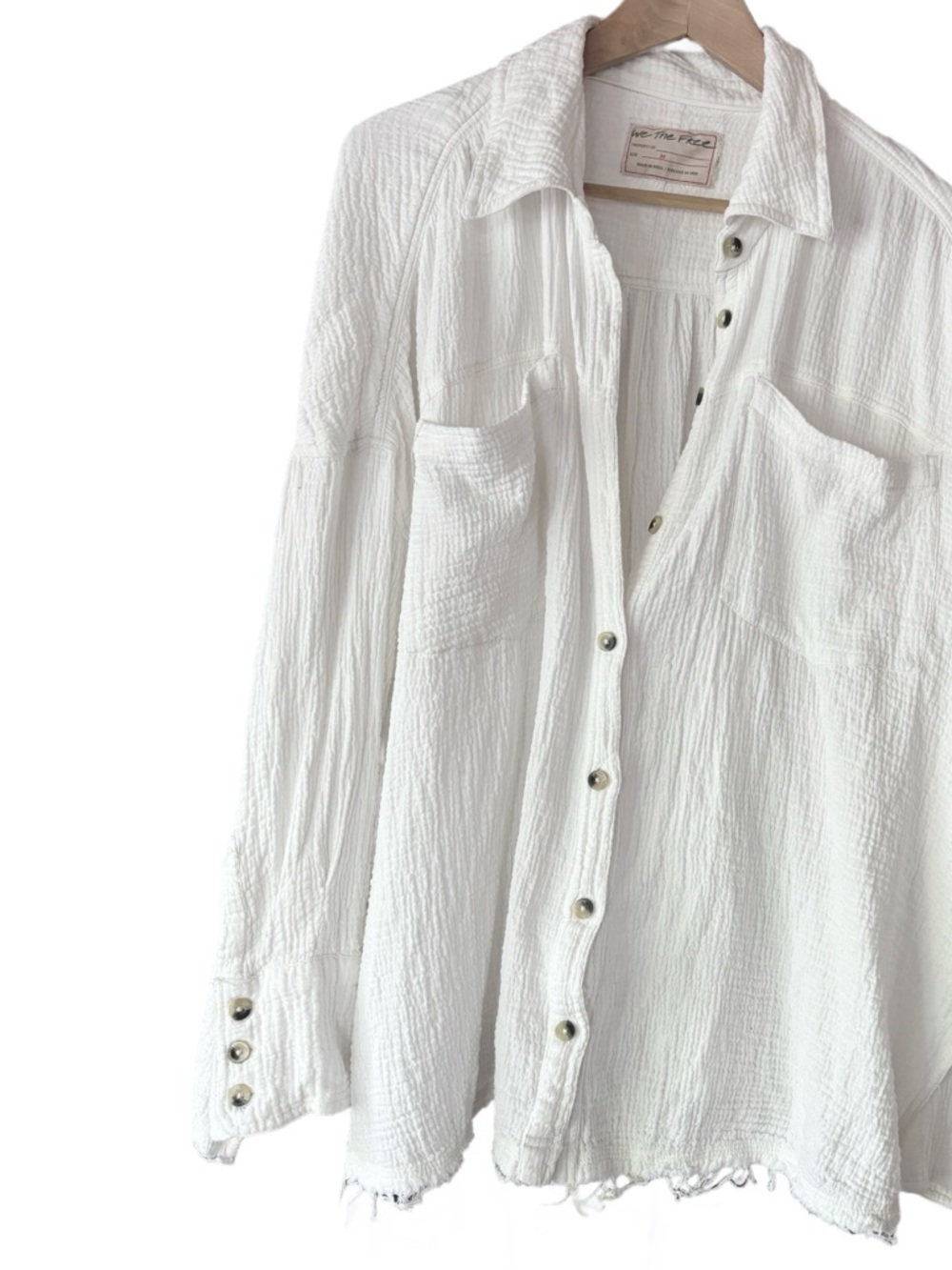 We The Free White Textured Button-Down Shirt